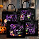 Sac à main en lin noir avec initiales et nom Cadeau d'Halloween pour garçons filles