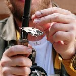 Personlig 2-delad metall bionisk fiskedrag trälåda set med graverad text födelsedagspresent för pappa eller man