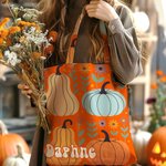 Personalisierte Mehrfarbige Kürbislaterne Geist Wiederverwendbare Tragetasche mit Namen Halloween Party Geschenk für Mädchen Damen