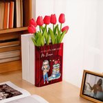 Jarrón de acrílico transparente personalizado con el libro de la estantería de texto del personaje de dibujos animados decoración de la habitación cumpleaños Día del Maestro Apreciación de regalo para