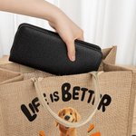 Personalisierte Jute-Tasche Tote Bag im Cartoon-Haustier-Design mit Namen Reisezubehör Geburtstagsgeschenk für Tierhalter