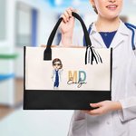 Personalised Cartoon Doctor Nurse Character Large Canvas Tote Bag  with Name and Title Nurse Week Appreciation Gift for Women Medical Staff