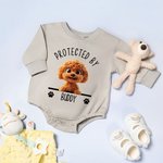 Personalisierte geschützt durch 1-3 3D Cartoon Hunde 100% Baumwolle Baby Bodysuit mit Namen Baby Dusche Geburtstag Geschenk für Babys Neugeborene