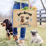 Personalisierte Jute-Tasche Tote Bag im Cartoon-Haustier-Design mit Namen Reisezubehör Geburtstagsgeschenk für Tierhalter