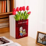 Henkilökohtainen Floral Book Cartoon Reading Character Clear Acrylic Book Vase nimi otsikko Syntymäpäivä Valmistuminen lahja kirjan rakastajaan