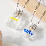 Personalizado Pet Remembrance Claro collar de cristal de almacenamiento de pelo con el nombre Memorial Aniversario Cumpleaños Regalo para las mujeres Pet Lovers
