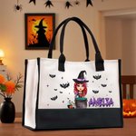 Spersonalizowana torba na zakupy wielokrotnego użytku z imieniem i nazwiskiem Halloween Party Upiorny prezent rocznicowy dla kobiet i dziewcząt