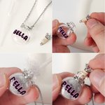 Personalizado Pet Remembrance Claro collar de cristal de almacenamiento de pelo con el nombre Memorial Aniversario Cumpleaños Regalo para las mujeres Pet Lovers