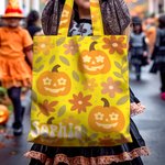 Personalisierte Mehrfarbige Kürbislaterne Geist Wiederverwendbare Tragetasche mit Namen Halloween Party Geschenk für Mädchen Damen