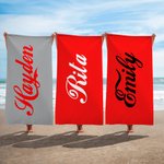 Asciugamano da spiaggia in microfibra personalizzato Classic Script Name Quick Dry Oversize Regalo di compleanno essenziale per amici e parenti