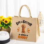 Personalisierte Jute-Tasche Tote Bag im Cartoon-Haustier-Design mit Namen Reisezubehör Geburtstagsgeschenk für Tierhalter