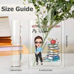 Jarrón de acrílico transparente personalizado con el libro de la estantería de texto del personaje de dibujos animados decoración de la habitación cumpleaños Día del Maestro Apreciación de regalo para
