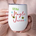 Sombrero de Santa Claus personalizado con tema navideño de bastones de caramelo Vaso de vino isotérmico de 12 oz con labio y nombre Decoración del hogar Regalo navideño para un amigo de la familia