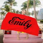 Asciugamano da spiaggia in microfibra personalizzato Classic Script Name Quick Dry Oversize Regalo di compleanno essenziale per amici e parenti
