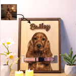Personalised Multicolour Pet Photo Design Wooden Collar Frame with Name Home Decor Sentimental Memorial Sympathy Gift for Pet Owners Lovers