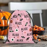 Personalised Sweets Eyeball Pumpkin Lollipop Reusable Drawstring Bag with Name Large Capacity Treat Gift Bag Halloween Holiday Gift for Kids