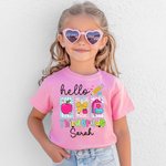 Personlig Hello Apple Pencil Bow Myk T-skjorte i 100 % bomull for barn og voksne med navn og karakter Tilbake til skolen Første skoledag Gave til barnelærere