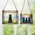Personalisierte Glasmalerei Effekt Hund Silhouette Fenster hängenden Sonnenfänger Acryl Ornament mit Namen Sympathie Memorial Geschenk für Hundeliebhaber Besitzer