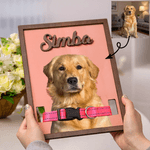 Personalised Multicolour Pet Photo Design Wooden Collar Frame with Name Home Decor Sentimental Memorial Sympathy Gift for Pet Owners Lovers