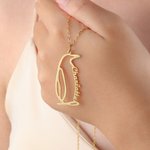 Personalized Penguin Necklace with Name Dainty Jewelry Birthday Anniversary Valentine's Day Gift for Women