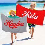 Asciugamano da spiaggia in microfibra personalizzato Classic Script Name Quick Dry Oversize Regalo di compleanno essenziale per amici e parenti
