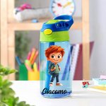 Borraccia personalizzata con nome e disegno carino, con cannuccia e coperchio a prova di perdite - Regalo di compleanno e ritorno a scuola per bambini