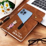 Cuaderno A5 de líneas personalizado en cuero PU con personaje de dibujos animados nombre y bolsillo regalo de vuelta al cole para profesores