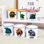 Design Your Favorite Dinosaur and Make Every Sip Special - Personalized 12 oz Name Enamel Mug