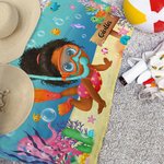 Asciugamano da spiaggia orizzontale personalizzato in microfibra con nome e stampa degli animali marini ad asciugatura rapida regalo per bambini