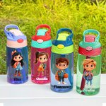 Borraccia personalizzata con nome e disegno carino, con cannuccia e coperchio a prova di perdite - Regalo di compleanno e ritorno a scuola per bambini