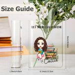 Henkilökohtainen Floral Book Cartoon Reading Character Clear Acrylic Book Vase nimi otsikko Syntymäpäivä Valmistuminen lahja kirjan rakastajaan