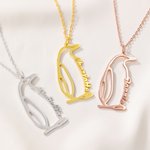 Personalized Penguin Necklace with Name Dainty Jewelry Birthday Anniversary Valentine's Day Gift for Women