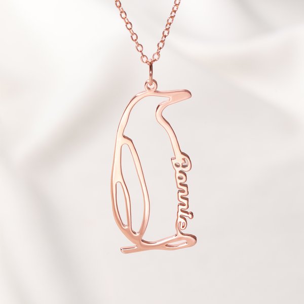 Personalized Penguin Necklace with Name Dainty Jewellery Birthday Anniversary Valentine's Day Gift for Women