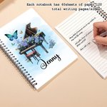 Personalised Birth Flower Piano A5 Spiral Notebook with Name Anniversary Birthday Gift for Women Music Lovers