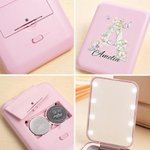 Personalised Floral Initial LED Double-Sided Makeup Mirror with Name Birthday Wedding Anniversary Gift for Women Girls