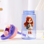 Borraccia personalizzata con nome e disegno carino, con cannuccia e coperchio a prova di perdite - Regalo di compleanno e ritorno a scuola per bambini
