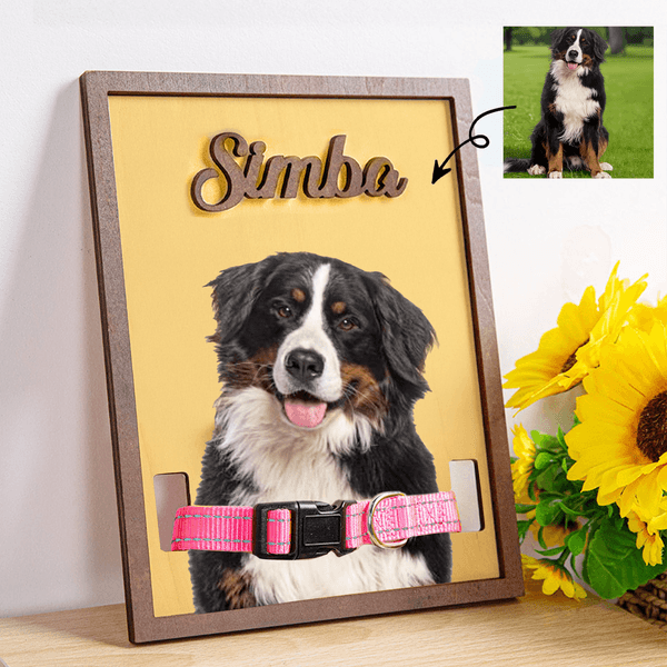 Personalised Multicolour Pet Photo Design Wooden Collar Frame with Name Home Decor Sentimental Memorial Sympathy Gift for Pet Owners Lovers