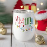 Sombrero de Santa Claus personalizado con tema navideño de bastones de caramelo Vaso de vino isotérmico de 12 oz con labio y nombre Decoración del hogar Regalo navideño para un amigo de la familia