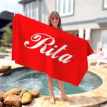 Asciugamano da spiaggia in microfibra personalizzato Classic Script Name Quick Dry Oversize Regalo di compleanno essenziale per amici e parenti