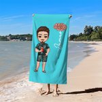 Personalisiertes niedliches Cartoon-Charakter Strandtuch mit Geburtsblume Namen schnelltrocknendes Badetuch Sommer Urlaub Strand Party Geschenk