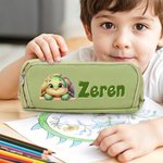 Personalised Cute Cartoon Animal Three-Layer Pencil Case Pouch with Name School Supply Back to School Birthday Gift for Boy Girl