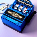 Personalized Mini Slot Machine Bag Tag Keychain with Initial Charm Birthday Anniversary Party Gift for Gambler Slot Lover