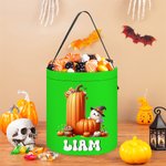 Personalized Halloween Ghost Pumpkin Candy Basket with Initial and Name Trick or Treat Activity Halloween Party Gift for Boys Girls