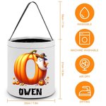 Personalized Halloween Ghost Pumpkin Candy Basket with Initial and Name Trick or Treat Activity Halloween Party Gift for Boys Girls