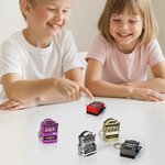Personalized Mini Slot Machine Bag Tag Keychain with Initial Charm Birthday Anniversary Party Gift for Gambler Slot Lover