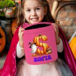 Personalized Halloween Ghost Pumpkin Candy Basket with Initial and Name Trick or Treat Activity Halloween Party Gift for Boys Girls