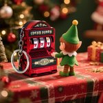 Personalized Mini Slot Machine Bag Tag Keychain with Initial Charm Birthday Anniversary Party Gift for Gambler Slot Lover