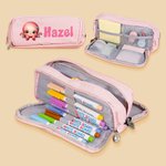 Personalised Cute Cartoon Animal Three-Layer Pencil Case Pouch with Name School Supply Back to School Birthday Gift for Boy Girl