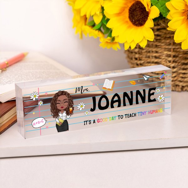 Personalized Cartoon Character Book Pencil Acrylic Desk Name Plate Birthday Appreciation Back to School Gift for Teachers