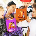 Personalized Halloween Ghost Pumpkin Candy Basket with Initial and Name Trick or Treat Activity Halloween Party Gift for Boys Girls